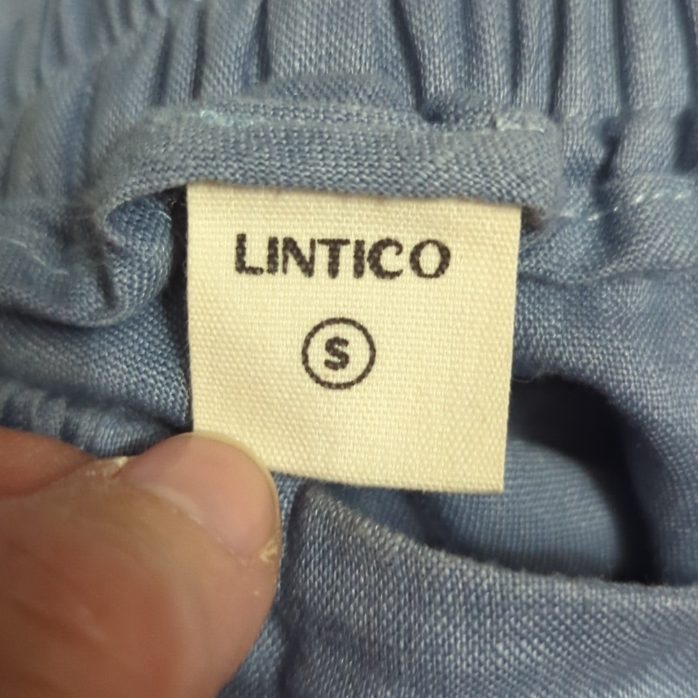 Lintico 100% Linen Blue Midi Skirt with Pockets Cottagecore Sz Small - Picture 7 of 9